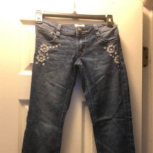 GB girls' blue jeans with white flowers size 7